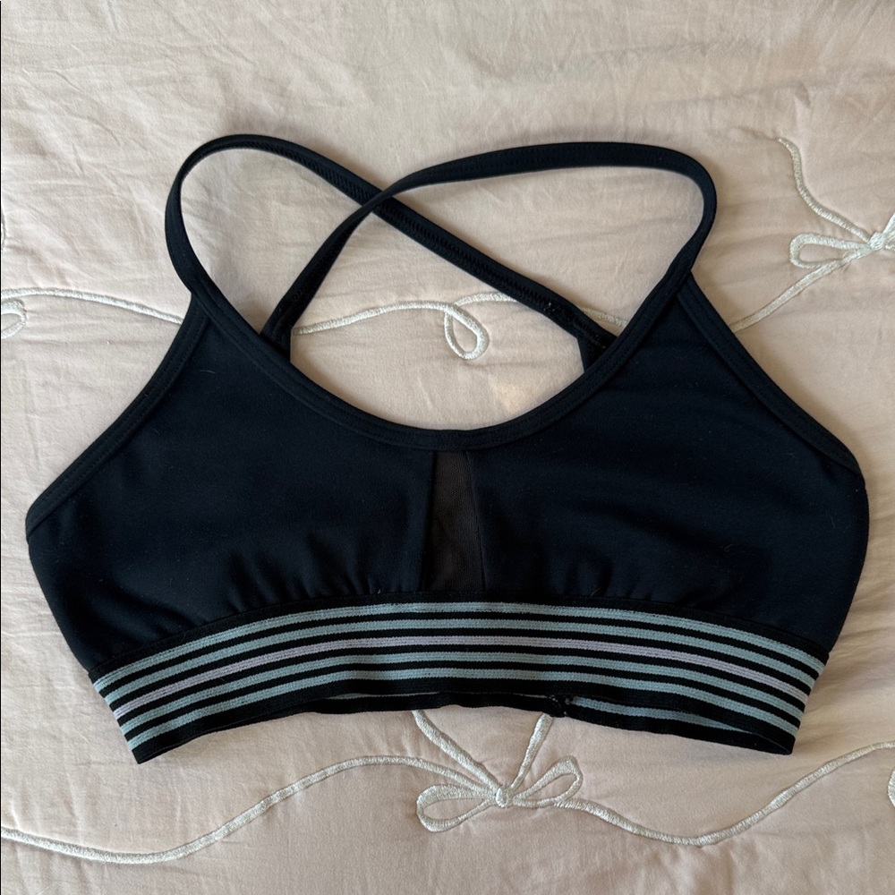 Energetiks Black Strappy Sports Bralette with Striped Band